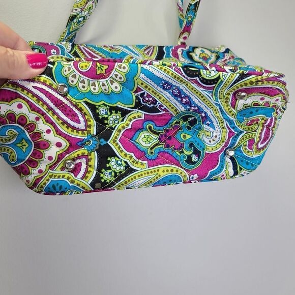 Vera Bradley "Bella Paisley" Double Strap Bag Silk - Picture 5 of 9